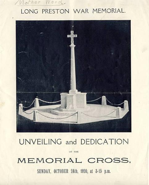 War Memorial Program 1920 - page 1.JPG - War Memorial  Unveiling and Dedication Program - October 24th 1920 - page 1